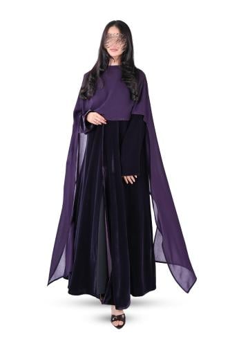 عباية مخمل شتوي مع شال