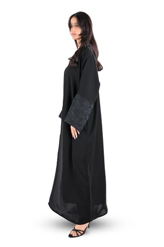 عباية كريب اكمام زيتي