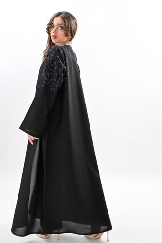 عباية كريب بتطريز هاري كحلي