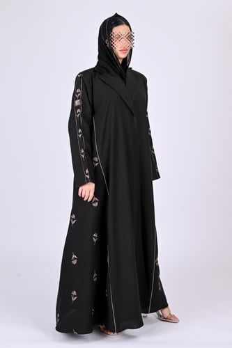 عباية كلوش بتطريز بني