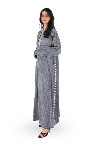 عباية كتان لنن مطرز