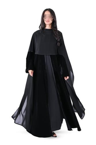 عباية مخمل شتوي مع شال