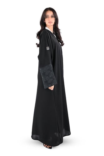 عباية كريب اكمام زيتي