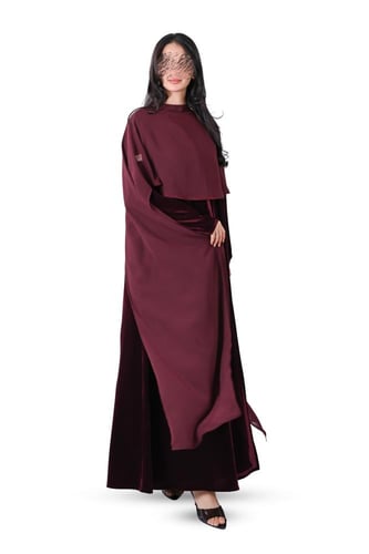 عباية مخمل شتوي مع شال