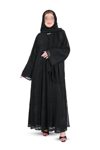 عباية شيفون مبطن بطريز وفصوص