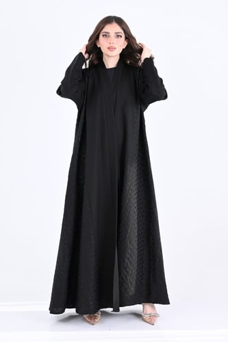عباية كريب بتطريز اسود
