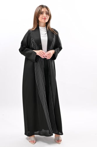 عباية كريب بتدخيلة قماش مقلم