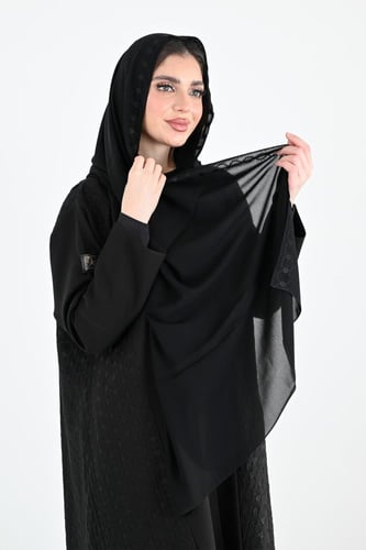عباية كريب بتطريز اسود