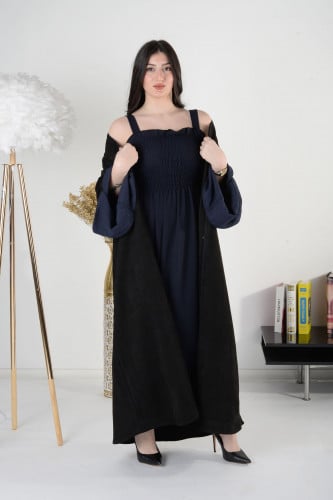 فستان تحت العباية باللون الكحلي