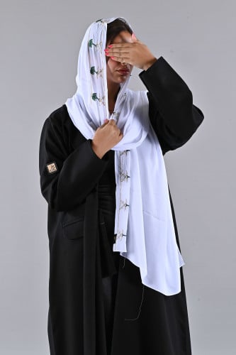 طرحة ليزر بتطريز ذهبي على اخضر سيفين ونخلة