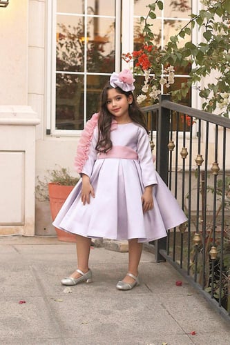 فستان موف جوري وردي مع طوق