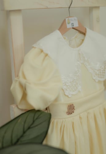 فستان أصفر مع طوق