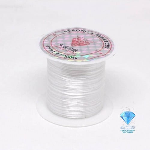 خيط مطاط للاساور والاكسسوارات لون ابيض لفه 10 متر