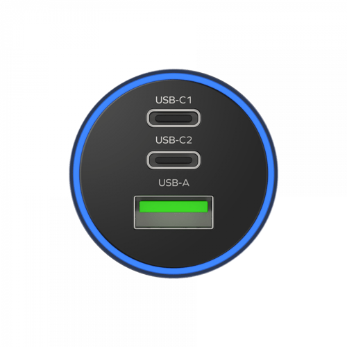 شاحن سيارة موماكس بثلاث منافذ منفذ USB ومنفذين USB...