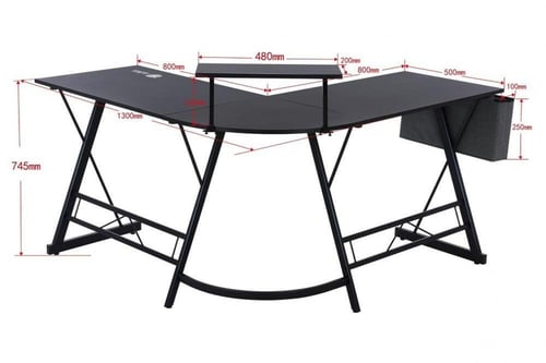 طاولة زاوية مكتبية وقيمنق على شكل حرف L بسطح كاربو...