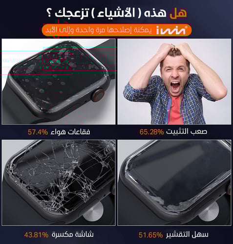 حماية شاشة iwin بميزة التركيب الذاتي لساعة ابل مقا...