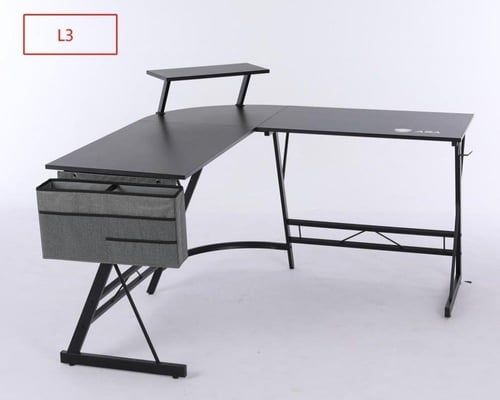 طاولة زاوية مكتبية وقيمنق على شكل حرف L بسطح كاربو...