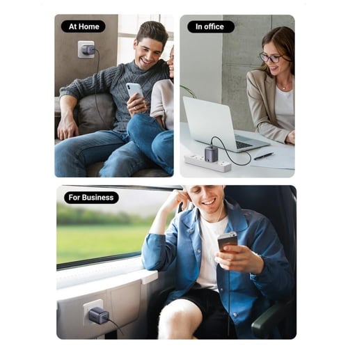 شاحن جداري نكسود بمنفذين PD ومنفذ USB وتقنية GAN ب...