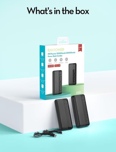 بكج بطاريتين راف باور بقوة 20 واط بسعة 10000 + 200...