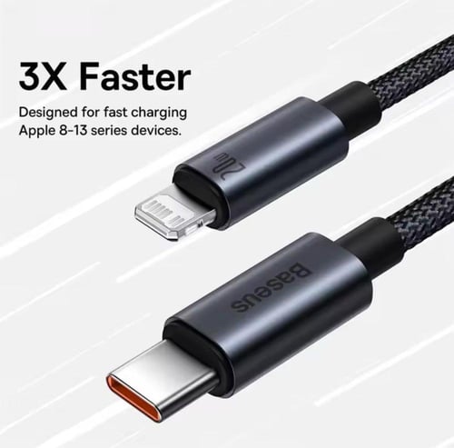 3 كيابل من بيسوس بطول 1 متر من تايب سي الى ايفون