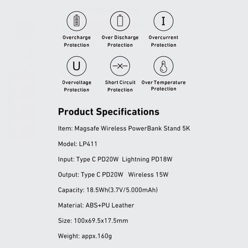 شاحن متنقل مغناطيسي ليفوري بسعة 5000 ملي امبير للآ...