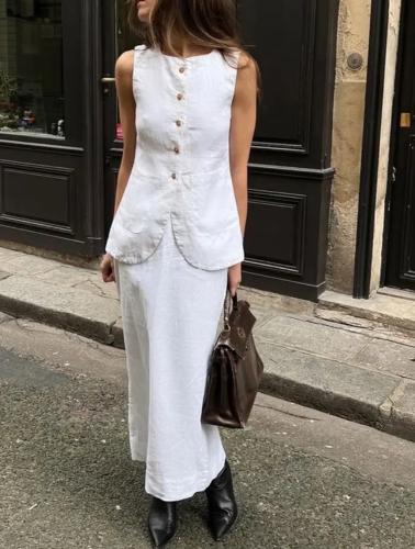 White Cotton Skirt & Top For Summer