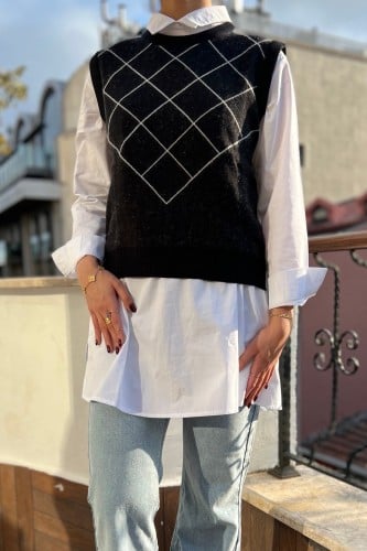 White Shirt with Top Cashmere