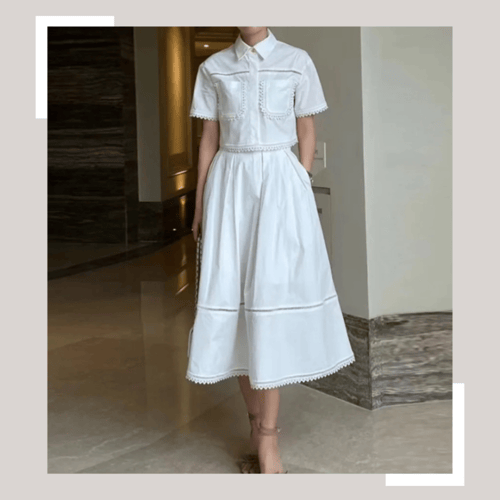 2Pieces Set • Skirt & Top (White)