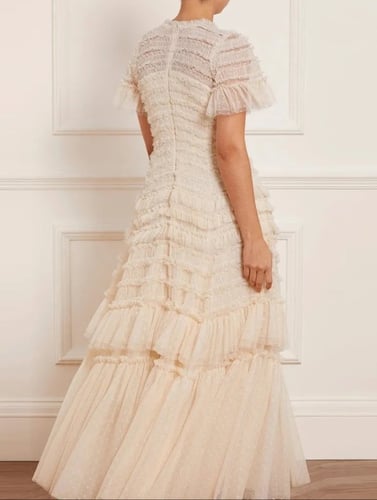 Apricot Lace Ruffled Dress