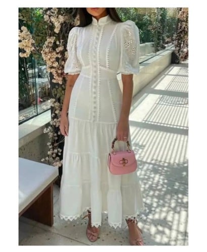 Short Puff Sleeve white dress for #Summer ☀️