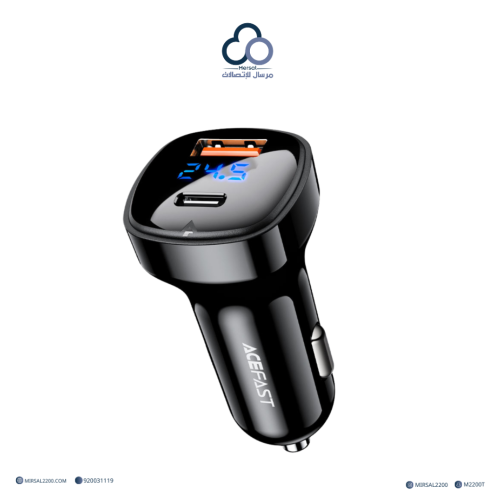 AceFast B4 شاحن سيارة 66W بشاشة رقمية – أسود AceFast B4 66W Digital Display Car Charger – Black