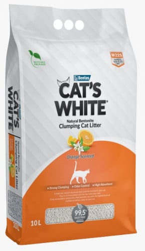 رمل قطط تركي كات وايت برائحة البرتقال (10 لتر)