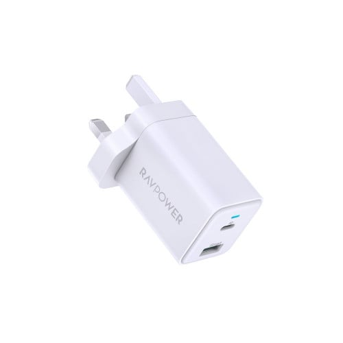 شاحن جداري راف باور بايونير 45 واط بمنفذ USB-C ومنفذ USB-A - ابيض