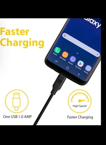 كيبل بايسل مايكرو اسود بطول 1.2M قماش