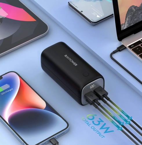 بطارية متنقلة راف باور بقوة 70 واط بسعة 20000 ملي...