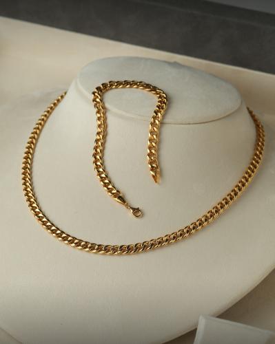عقد و اسوارة جنزير ذهب عيار 21