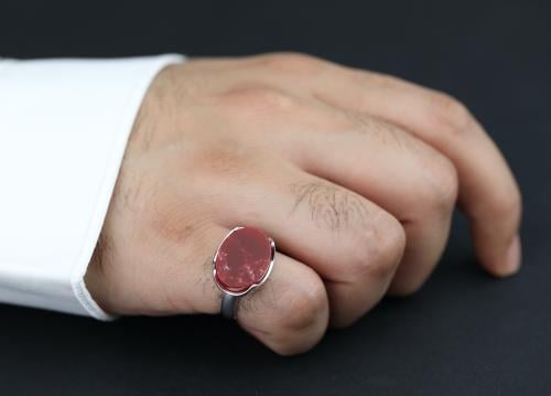 خاتم تاج ملكي عنابي عيار 925