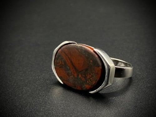 خاتم فضه فكين عودي مموج عيار 925