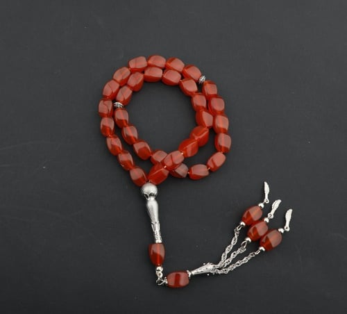 سبحه عقيق يوناني كبدي فاتح