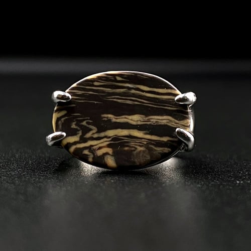 خاتم فضه مقبضين اسود خشبي عيار 925