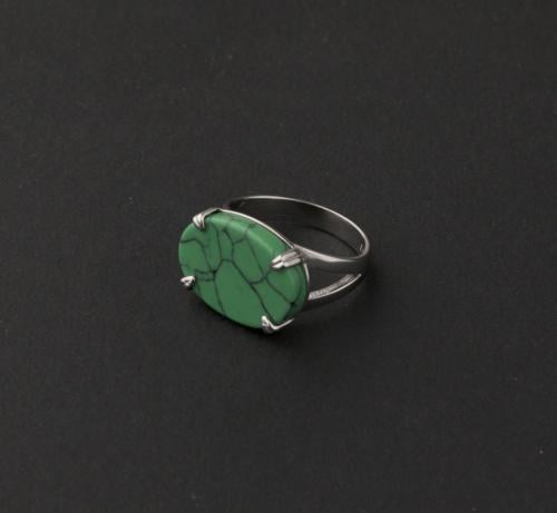 خاتم فضه اخضر معرق اسود عيار 925