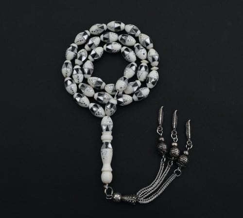 سبحه عظم فضي واسود