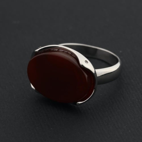 خاتم تاج ملكي كبدي غامق عيار 925