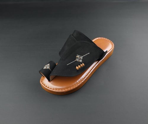 حذاء طبي رجالي اسود مخمل / بني