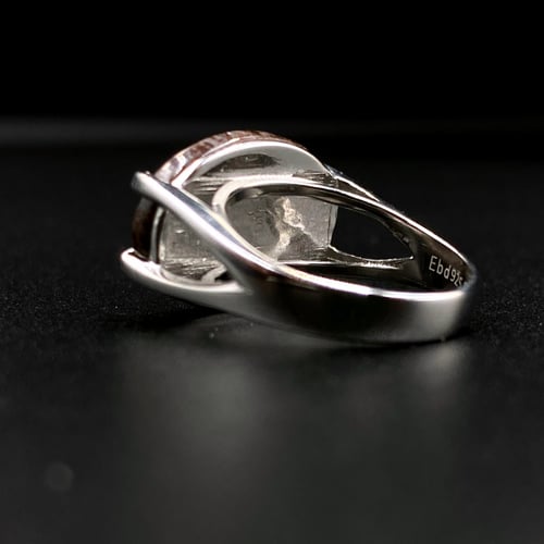 خاتم فضه مقبضين بني رخامي عيار 925