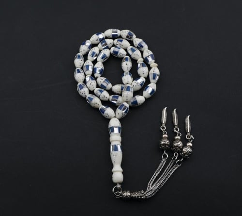 سبحه عظم ازرق وفضي