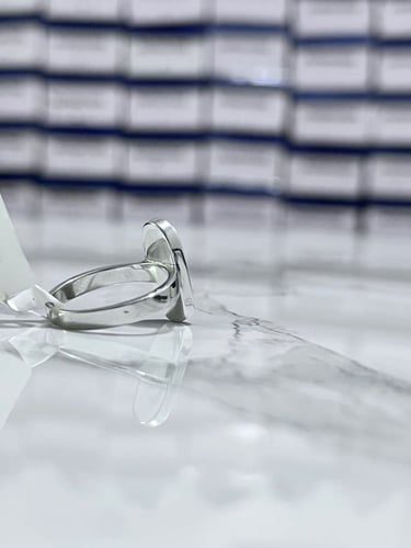 خاتم فضة مستطيل عيار 925