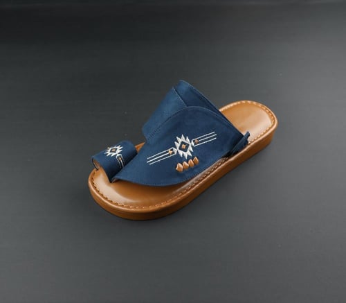 حذاء طبي رجالي كحلي مخمل / بني