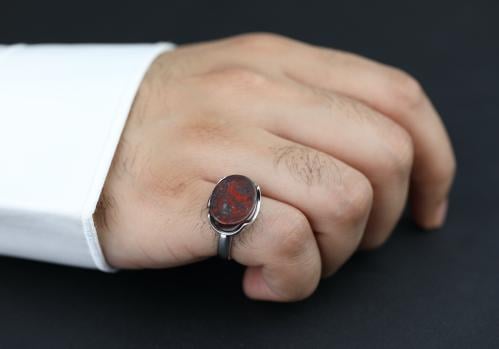 خاتم تاج ملكي عودي معرق عيار 925