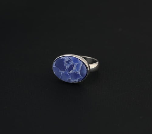 خاتم ملكي ازرق نقش فضة عيار 925